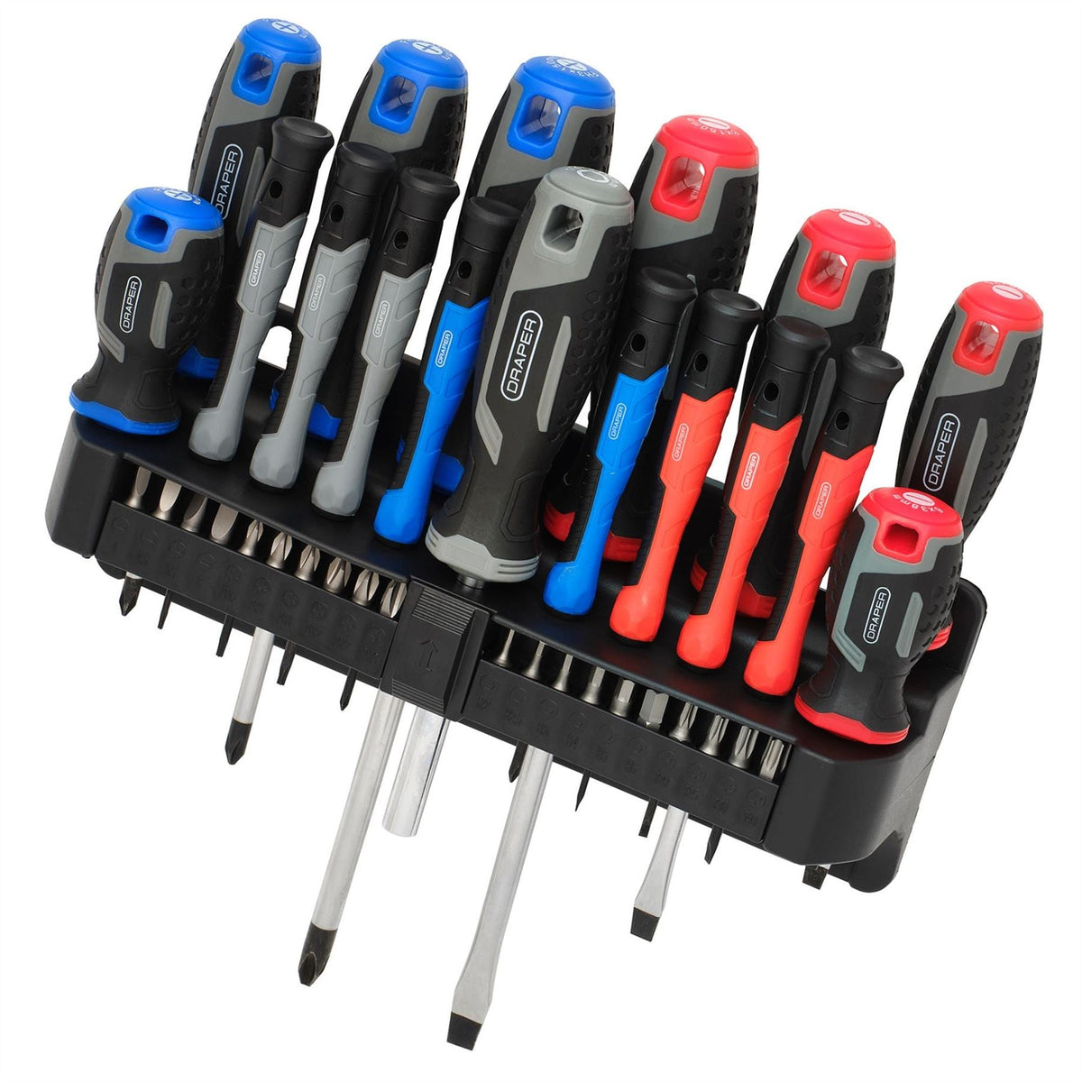 Draper Screwdriver Set with Wall Mountable Rack (37 Piece) 31672  White Rose Tools