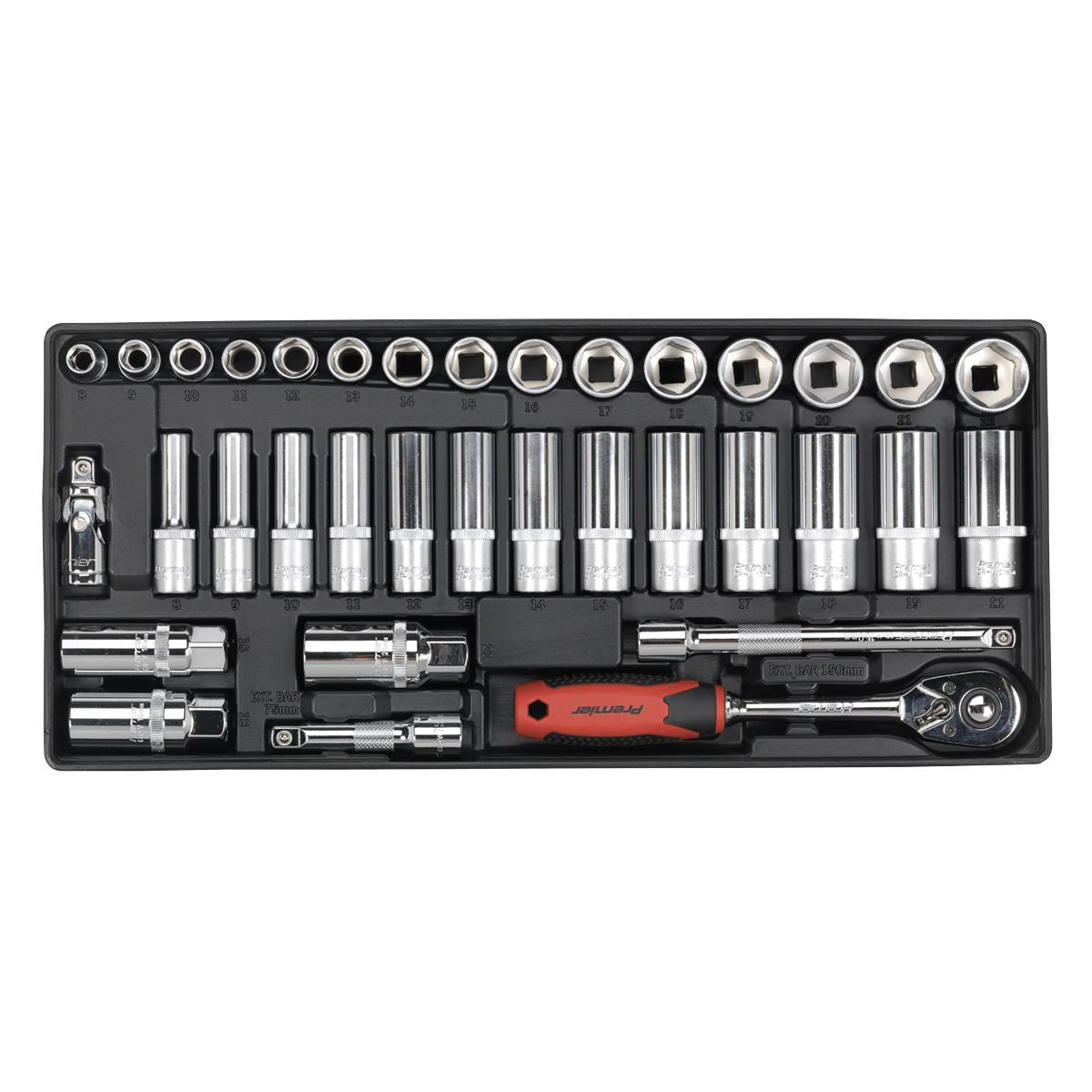Sealey Premier Tool Tray with Socket Set 35pc 3/8"Sq Drive