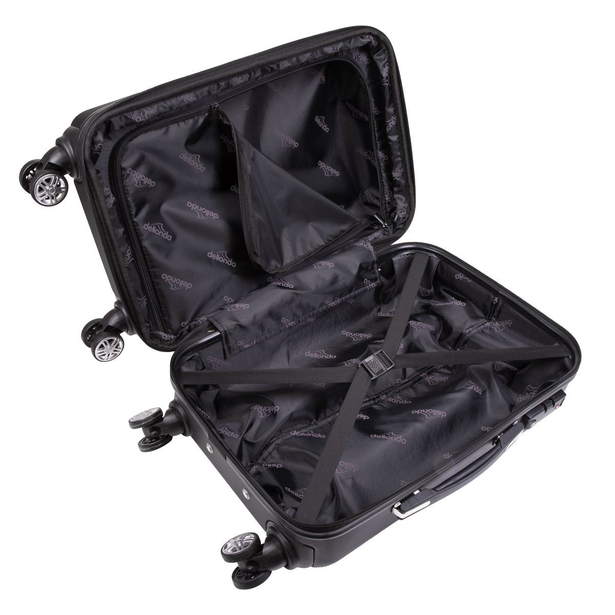 Dellonda 3-Piece Lightweight Luggage Suitcase Trolley Set ABS TSA Lock Black