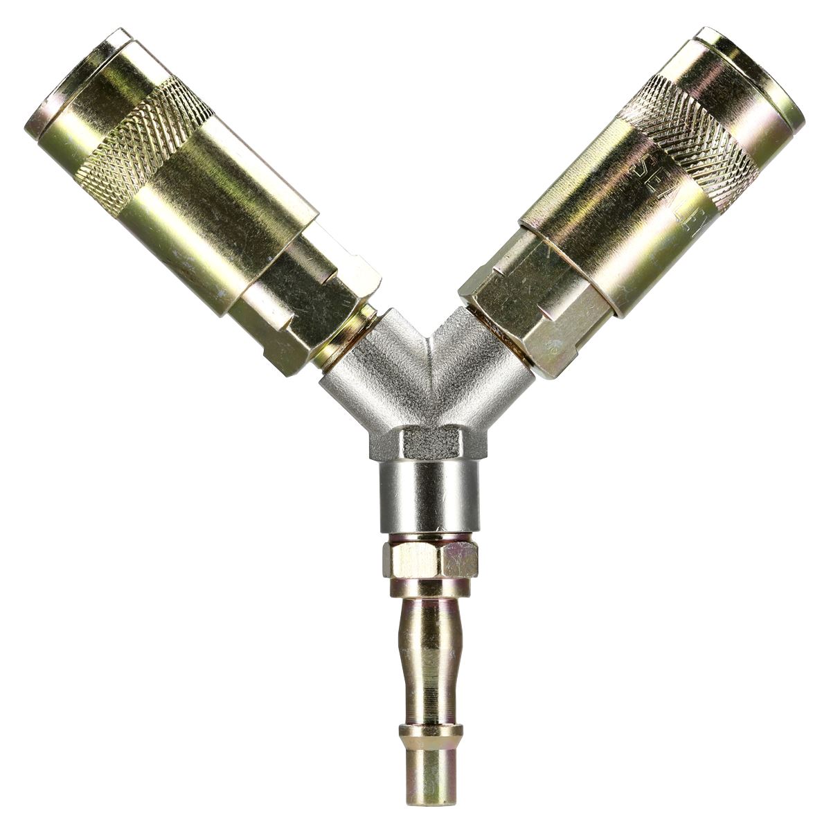 Sealey 1/4" BSP Twin Quick Coupler Y Adaptor Air Line Fitting Connector Splitter 