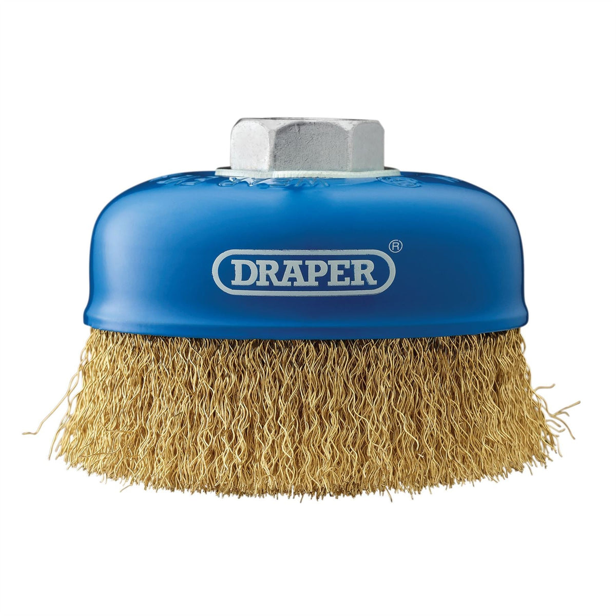 Draper Brassed Steel Crimped Wire Cup Brush 100mm M14 41445  White Rose Tools