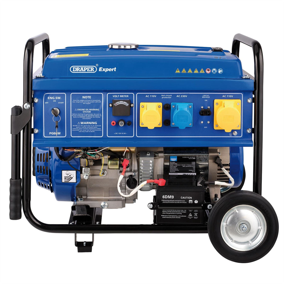 Draper Expert Petrol Generator with Wheels 5000W 23987  White Rose Tools