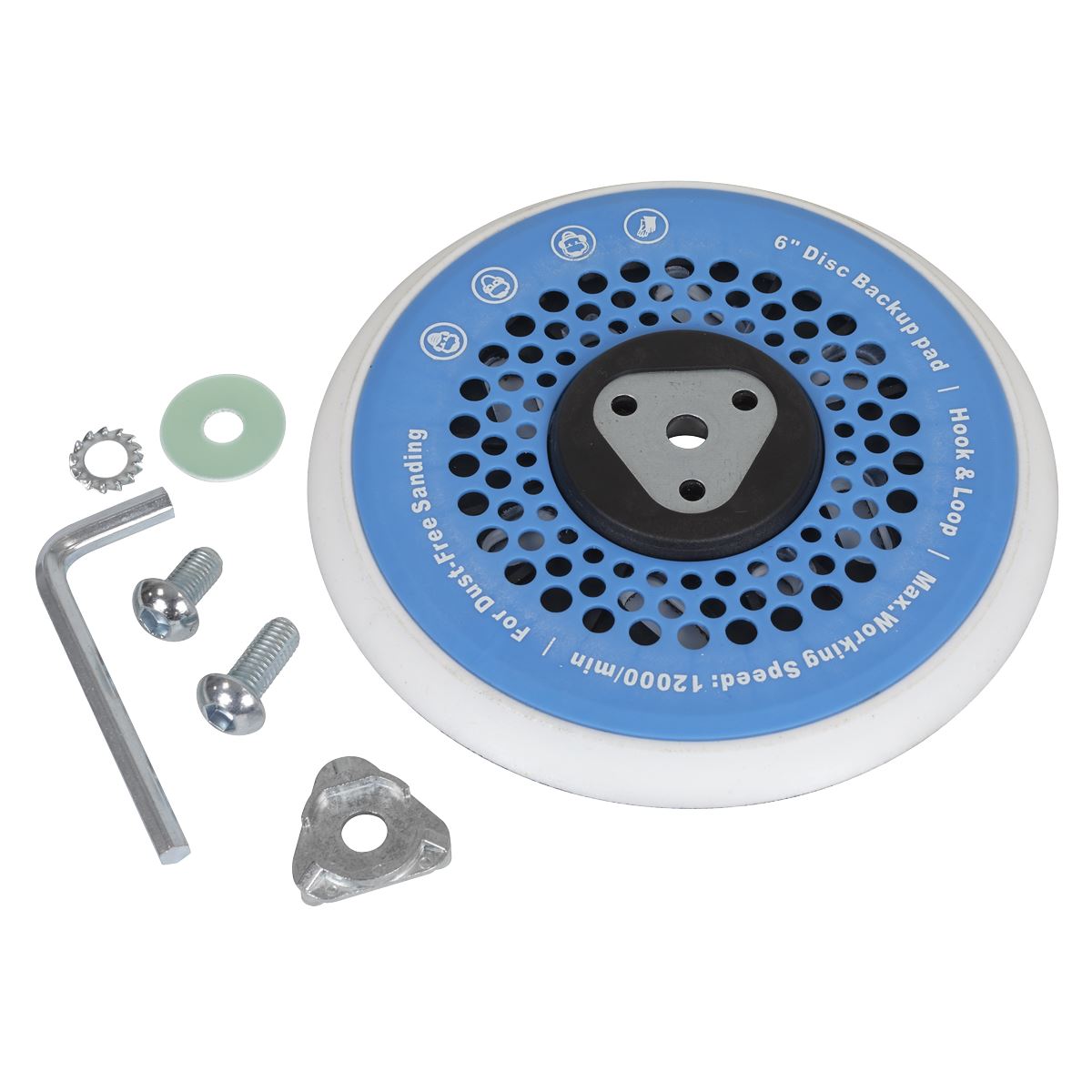 Sealey Universal Dust-Free Stick-On DA Backing Pad Ø150mm x 5/16"UNF & M8