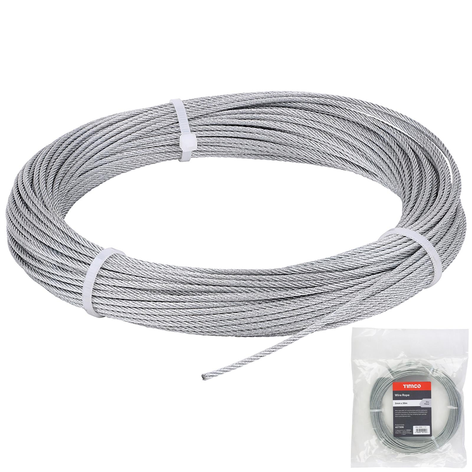 TIMCO Wire Rope Zinc Plated 7x7 Construction - Choose Size