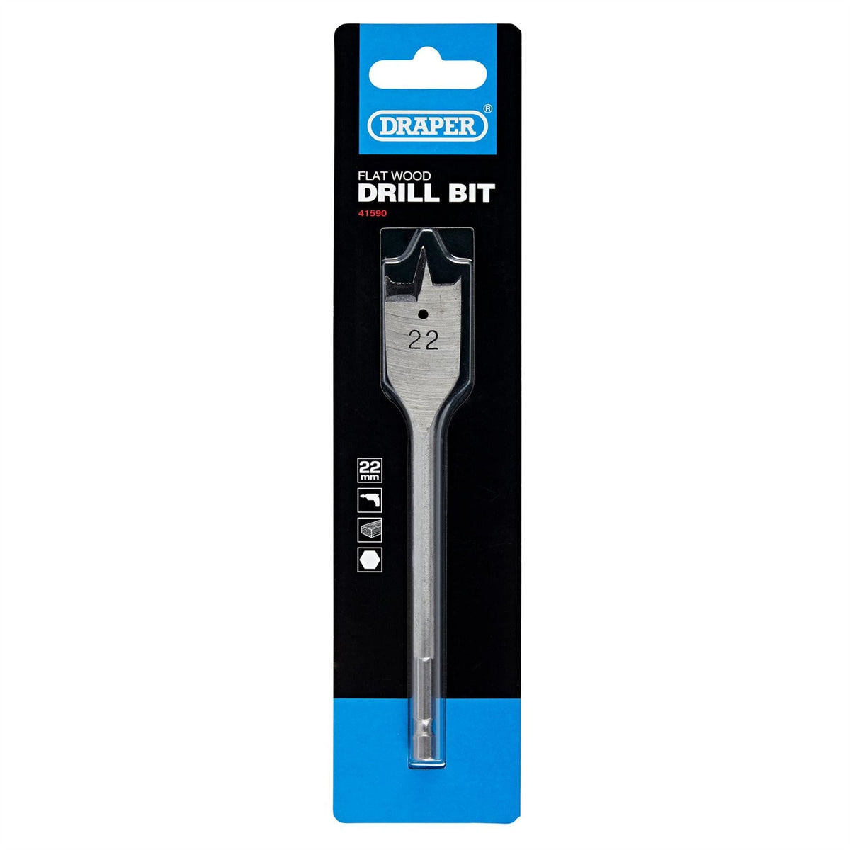 Draper Flat Wood Drill Bit 22 x 152mm 41590  White Rose Tools