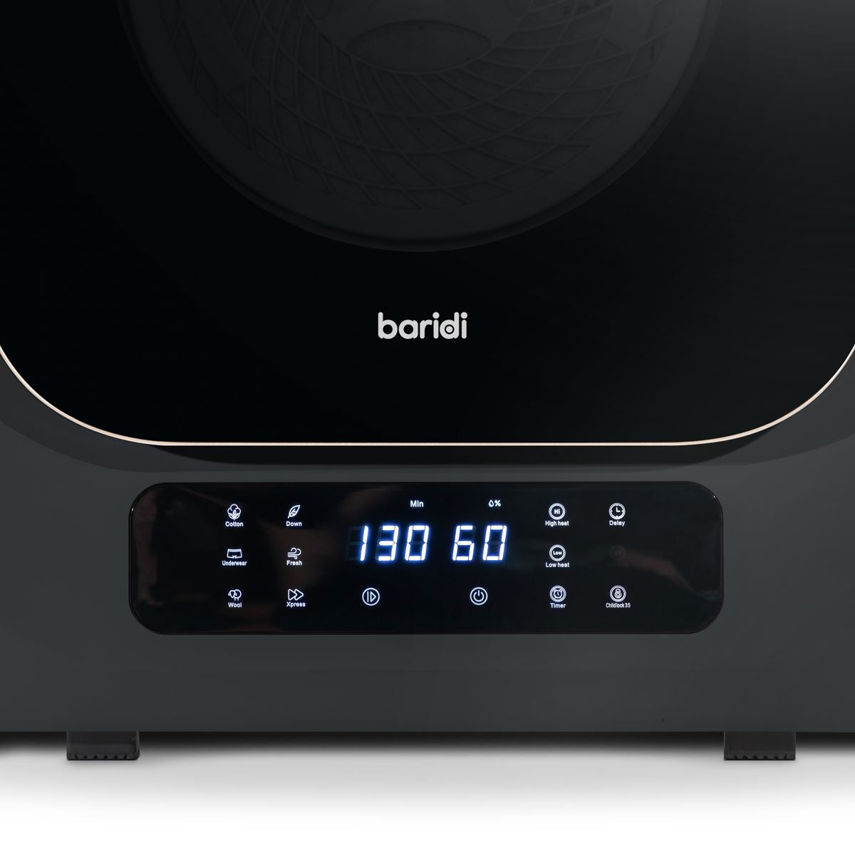 Baridi Small Tumble Dryer, Portable, 2.5kg, Vented, Perfect for Counter Top or Wall Mounted Use with Digital Controls, Compact, Black Mini Spin Dryer - DH229
