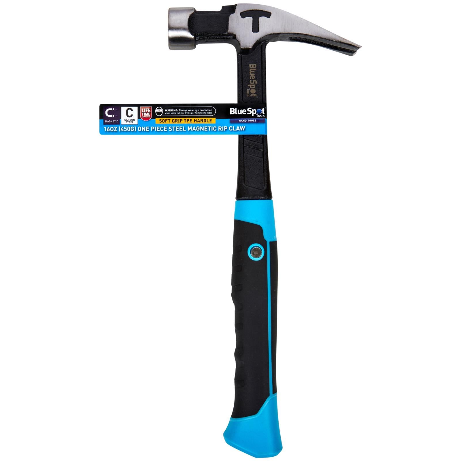 BlueSpot Magnetic Rip Claw Hammer One Piece Steel 16oz 450g