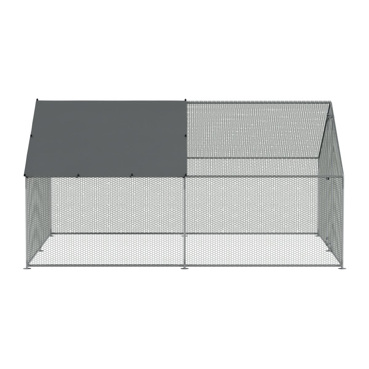 Dellonda 3 x 4 x 2m Walk-In Chicken Run, Galvanized Steel, Roof Cover, PVC Coated Chicken Wire