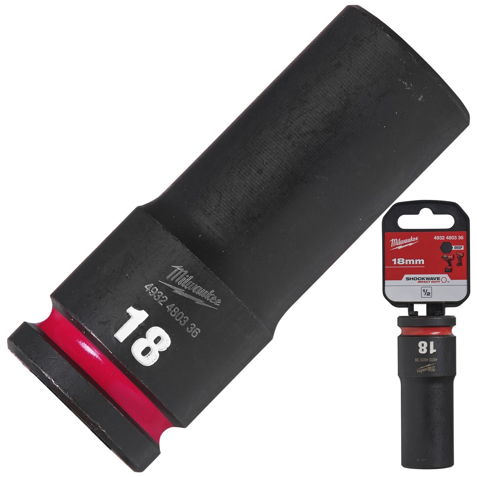 Milwaukee Impact Sockets Deep 1/2" Drive 8-36mm SHOCKWAVE Impact Duty 