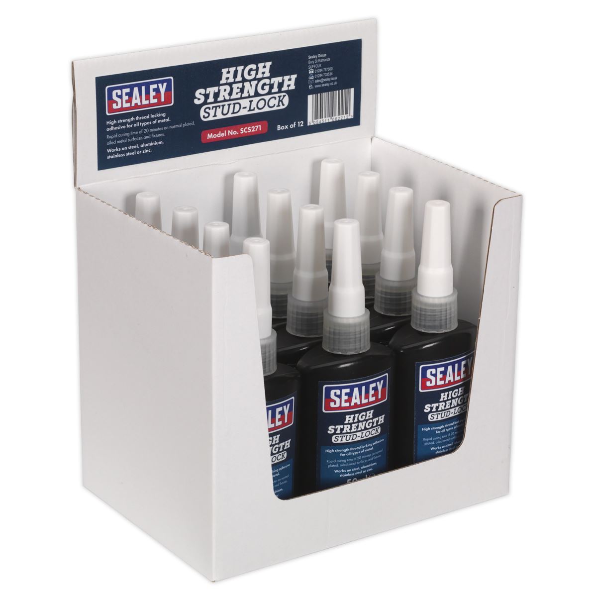 Sealey Stud Lock High Strength 50ml Pack of 12 