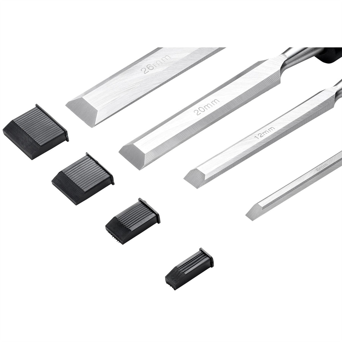 Draper Soft Grip Bevel Edge Wood Chisel Set (4 Piece) 83351  White Rose Tools
