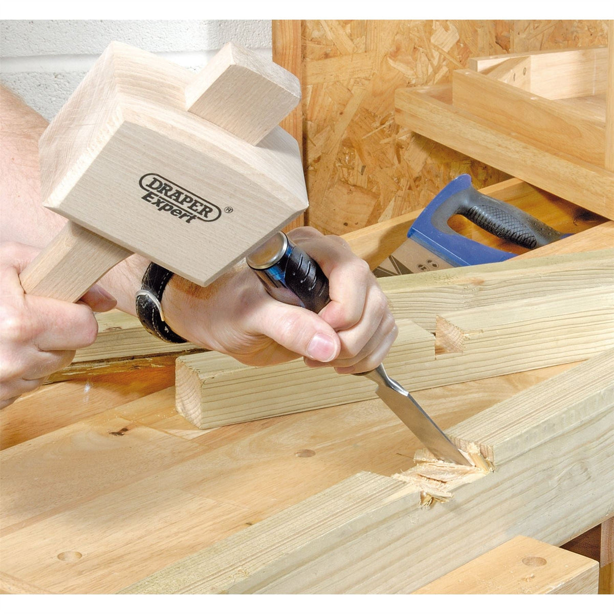 Draper Expert Soft Grip 'Pound Thru' Bevel Edge Wood Chisel 25 x 140mm 24408  White Rose Tools