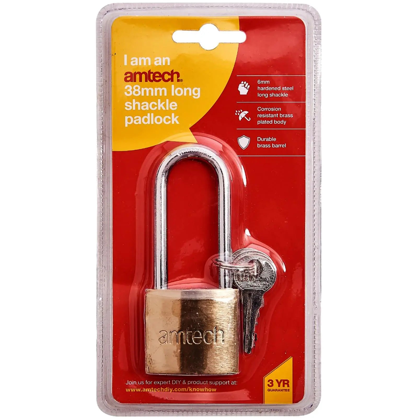 Amtech 38mm Long Shackle Padlock 