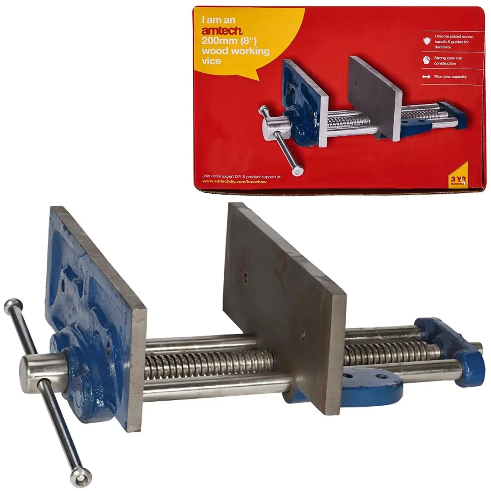 Amtech Bench Vice Clamp Woodworking Carpenters Workshop Table 200mm 8  White Rose Tools