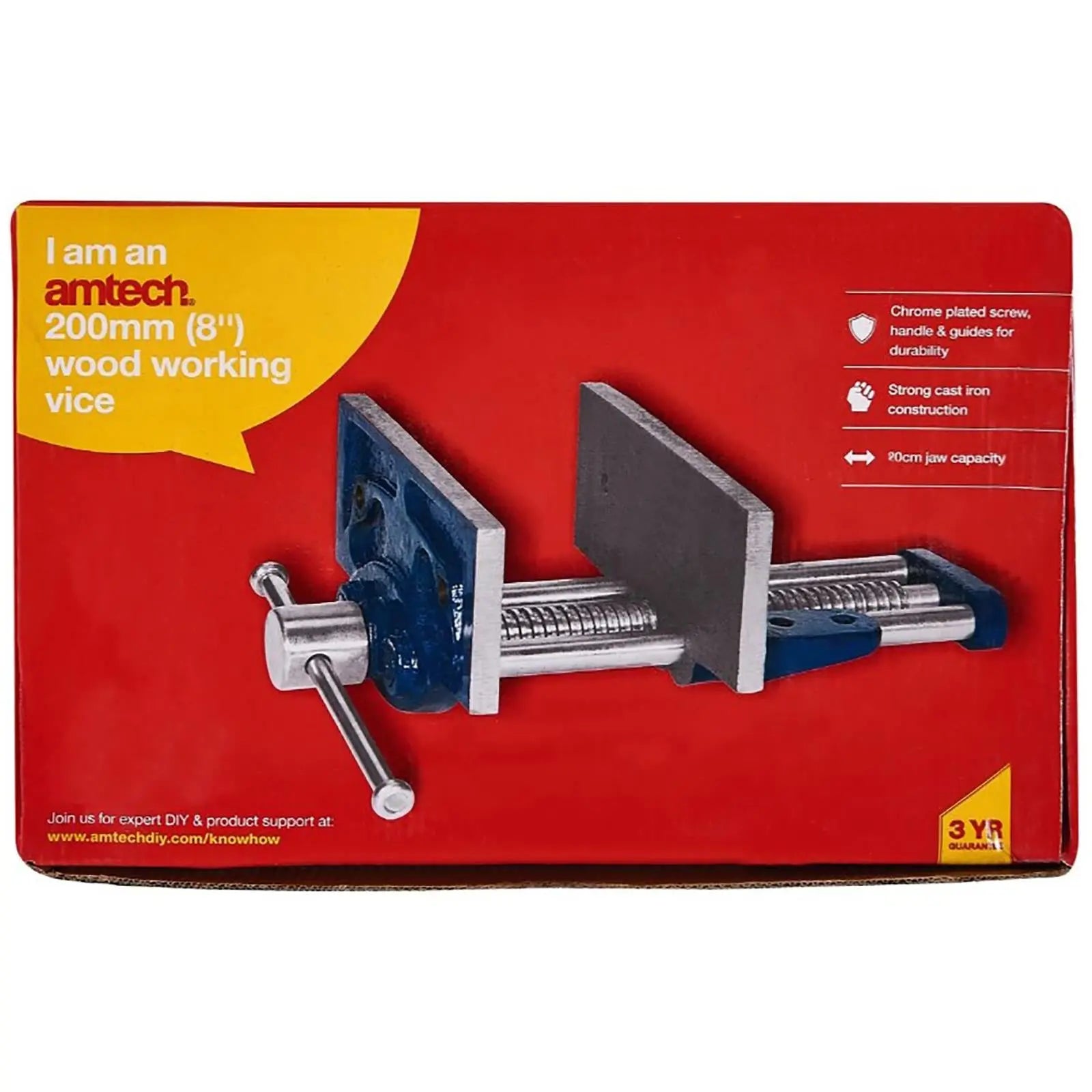 Amtech Bench Vice Clamp Woodworking Carpenters Workshop Table 200mm 8  White Rose Tools