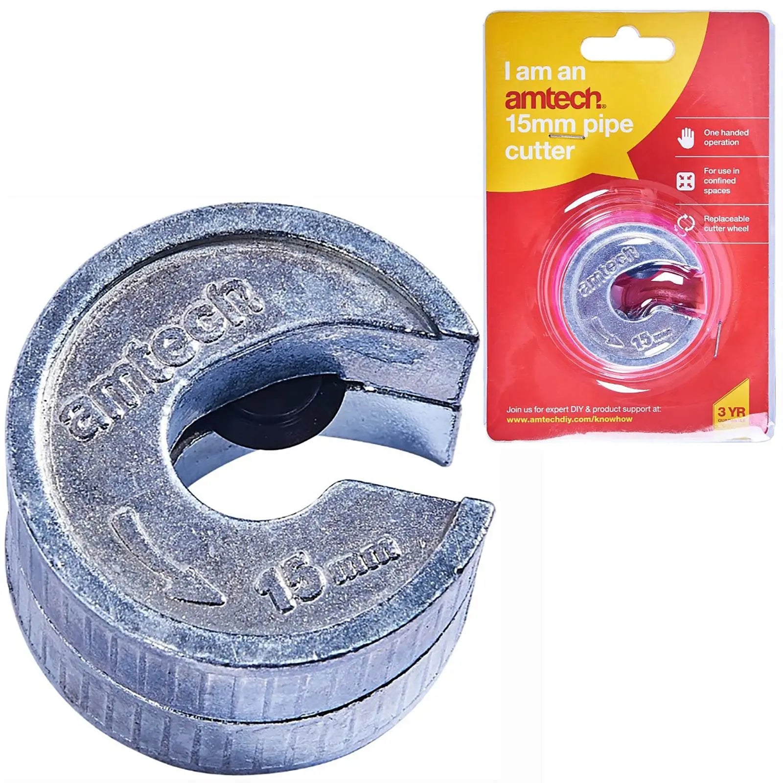 Amtech Copper Pipe Cutter 15mm Rotary Slicer Quick Compact Clean Cut  White Rose Tools