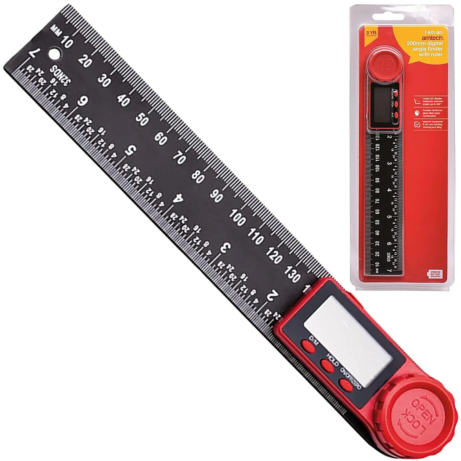 Rose Ruler Amtech Digital Angle Finder with Ruler 200mm - White Rose Tools