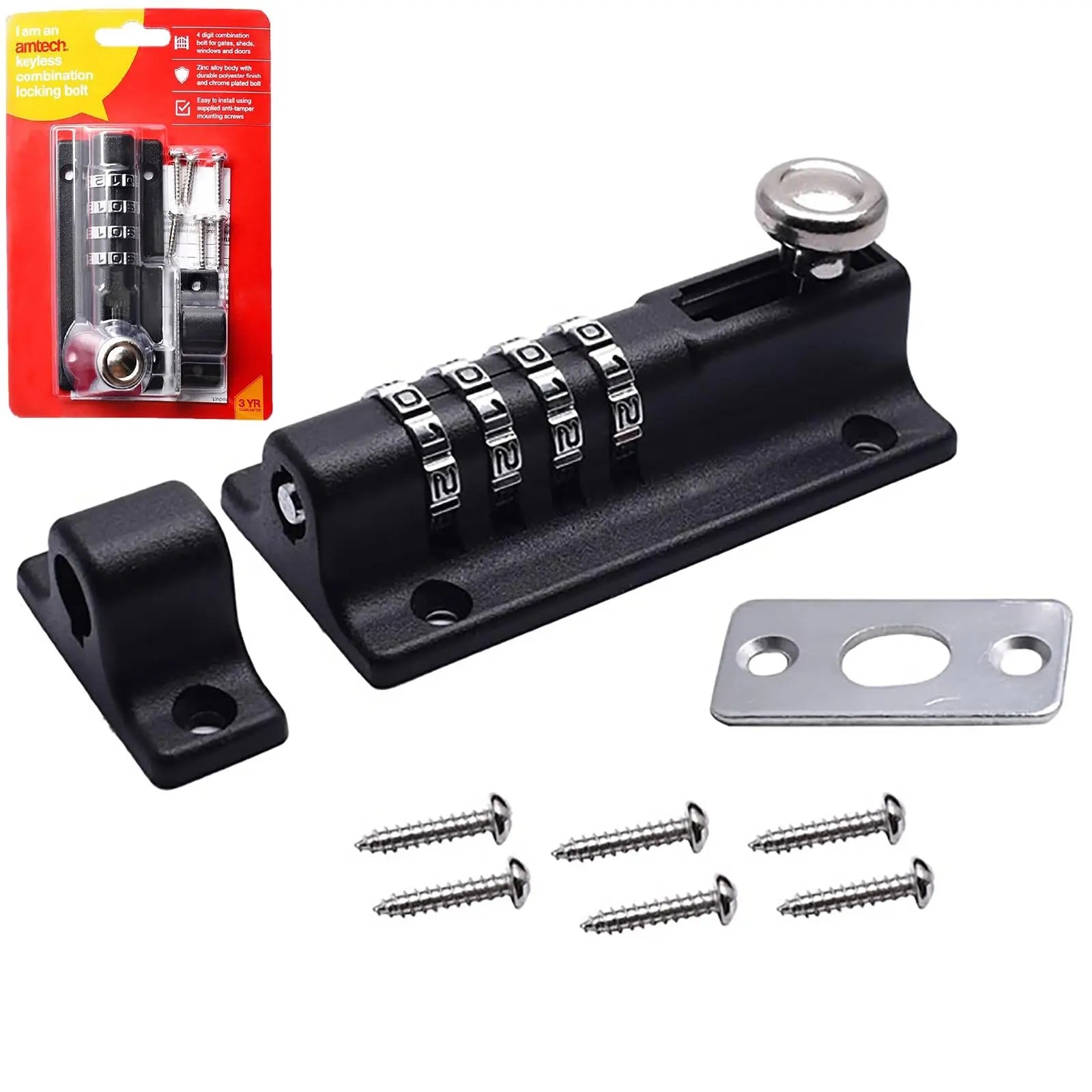 Amtech Keyless Combination Locking Bolt 4 Digit 
