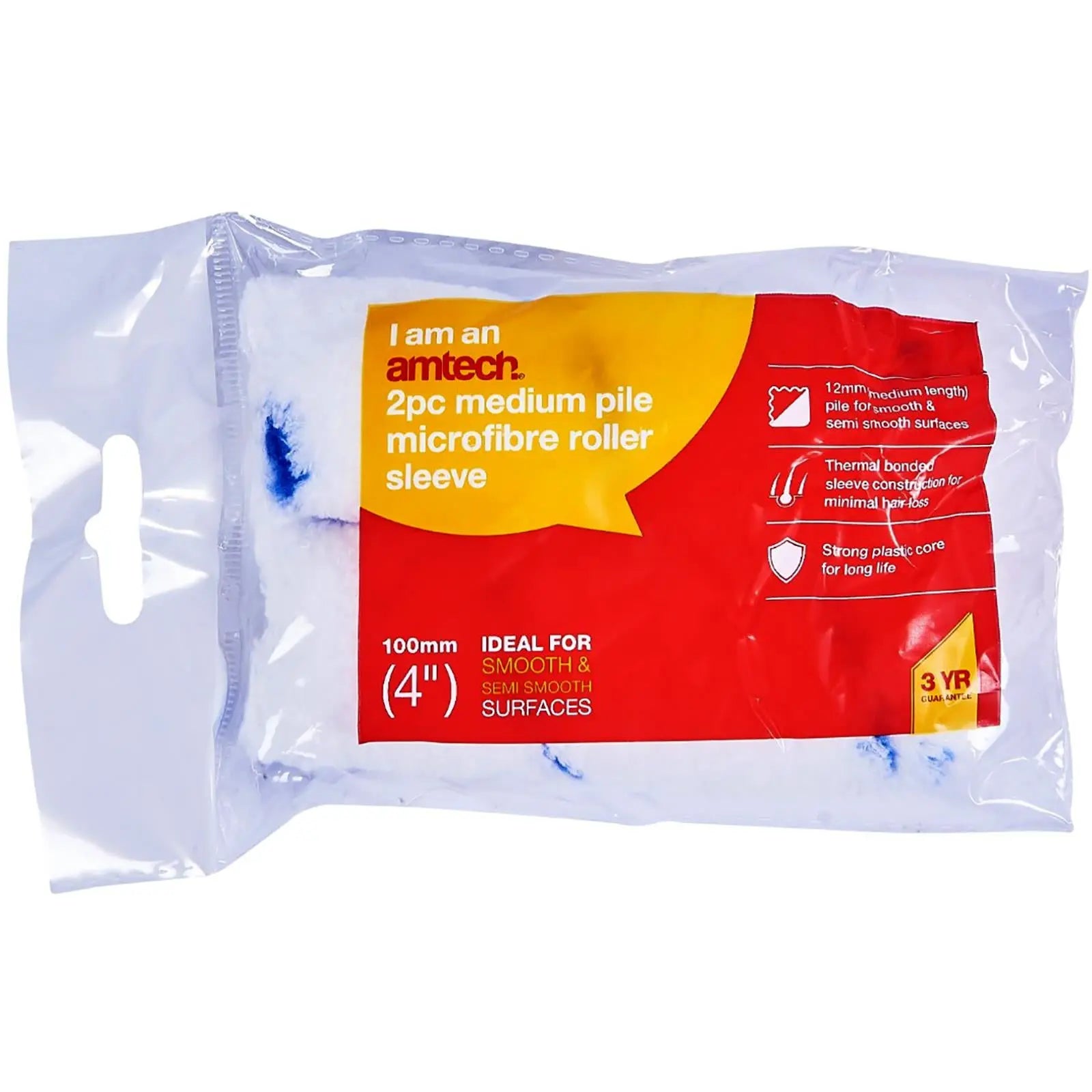 Amtech Paint Roller Sleeves 100mm (4") Mini Microfibre 2 Pack 