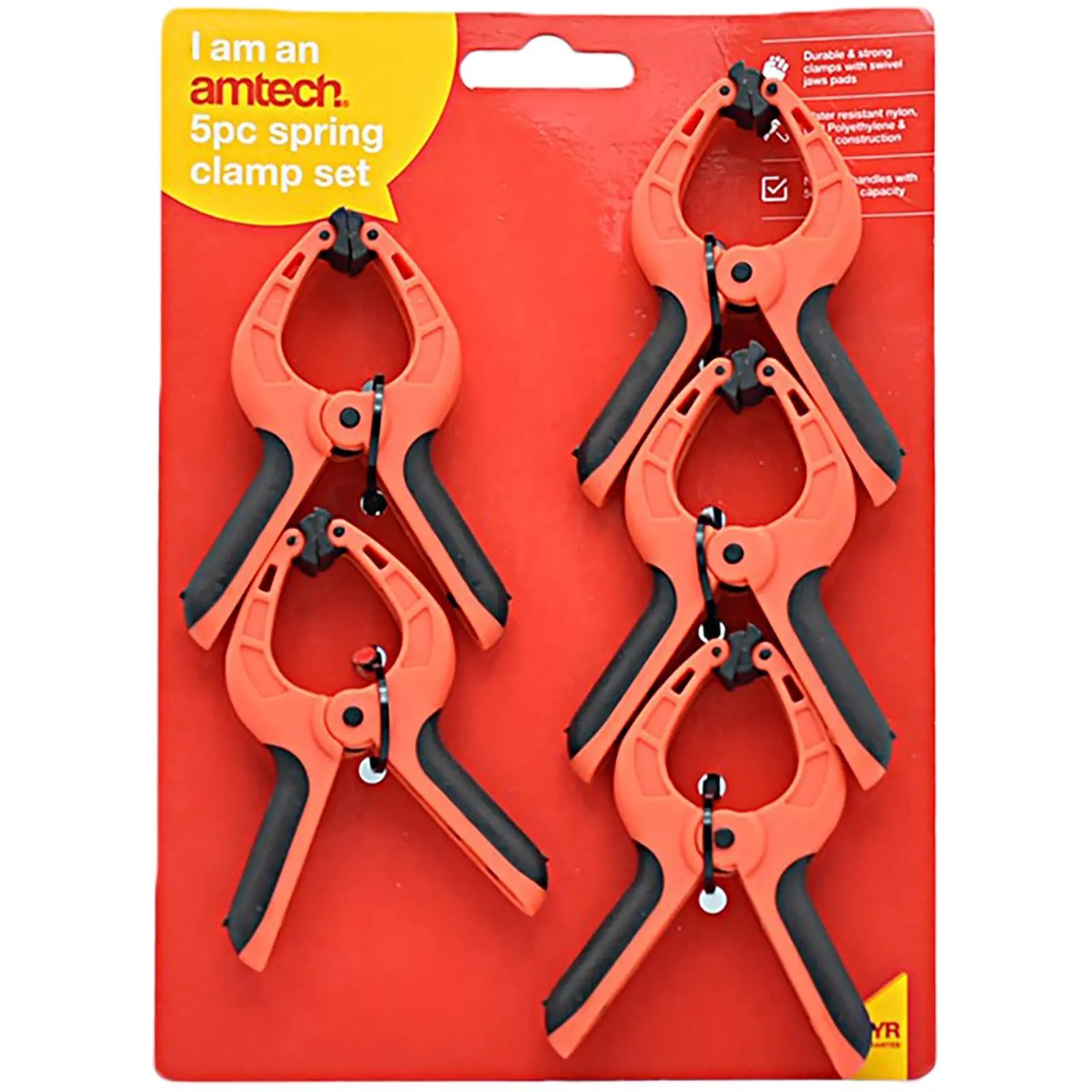 Amtech Spring Clamp Set 5 Piece 75mm (3") 