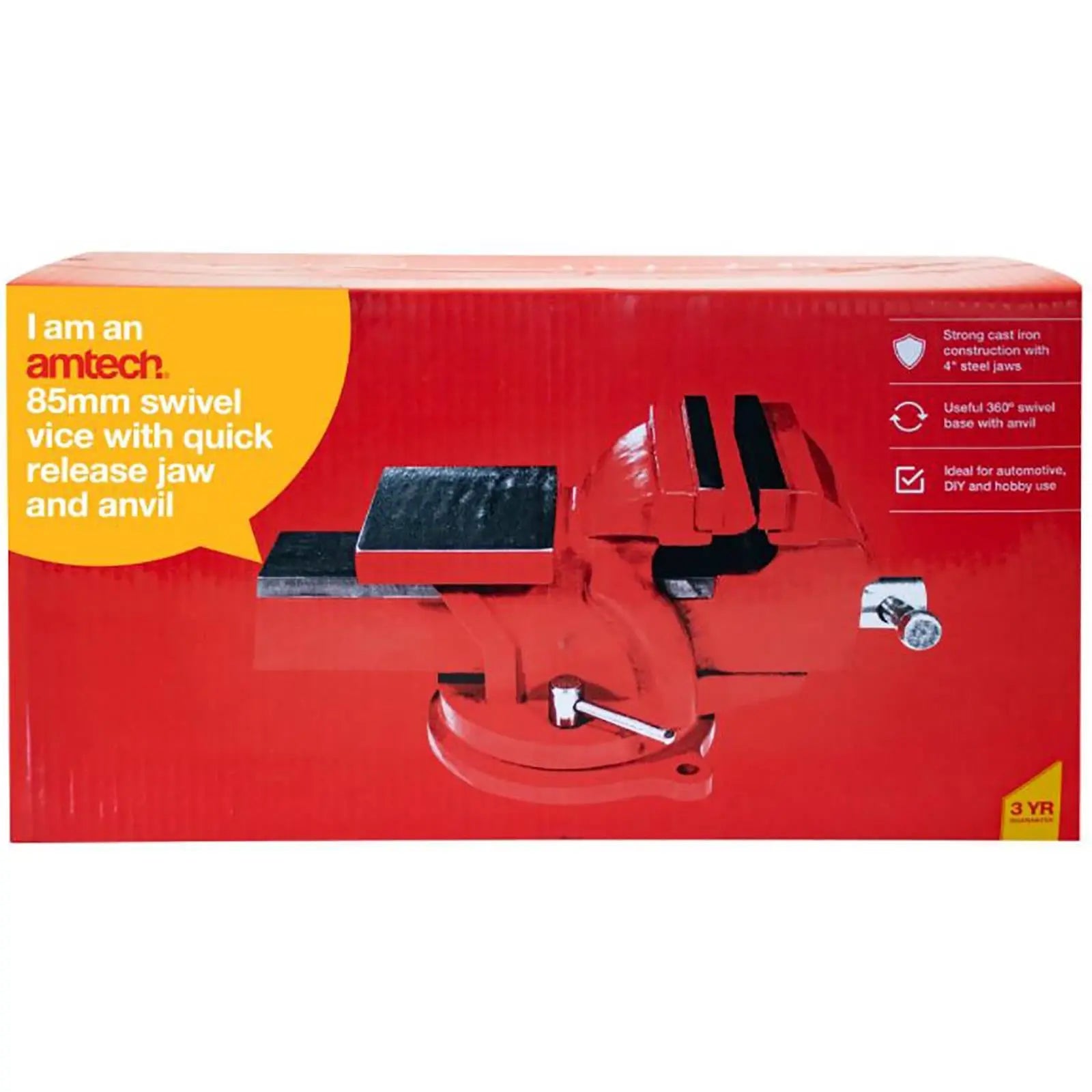 Amtech Swivel Vice With Quick Release Jaw And Anvil 85mm (3.3 ") 