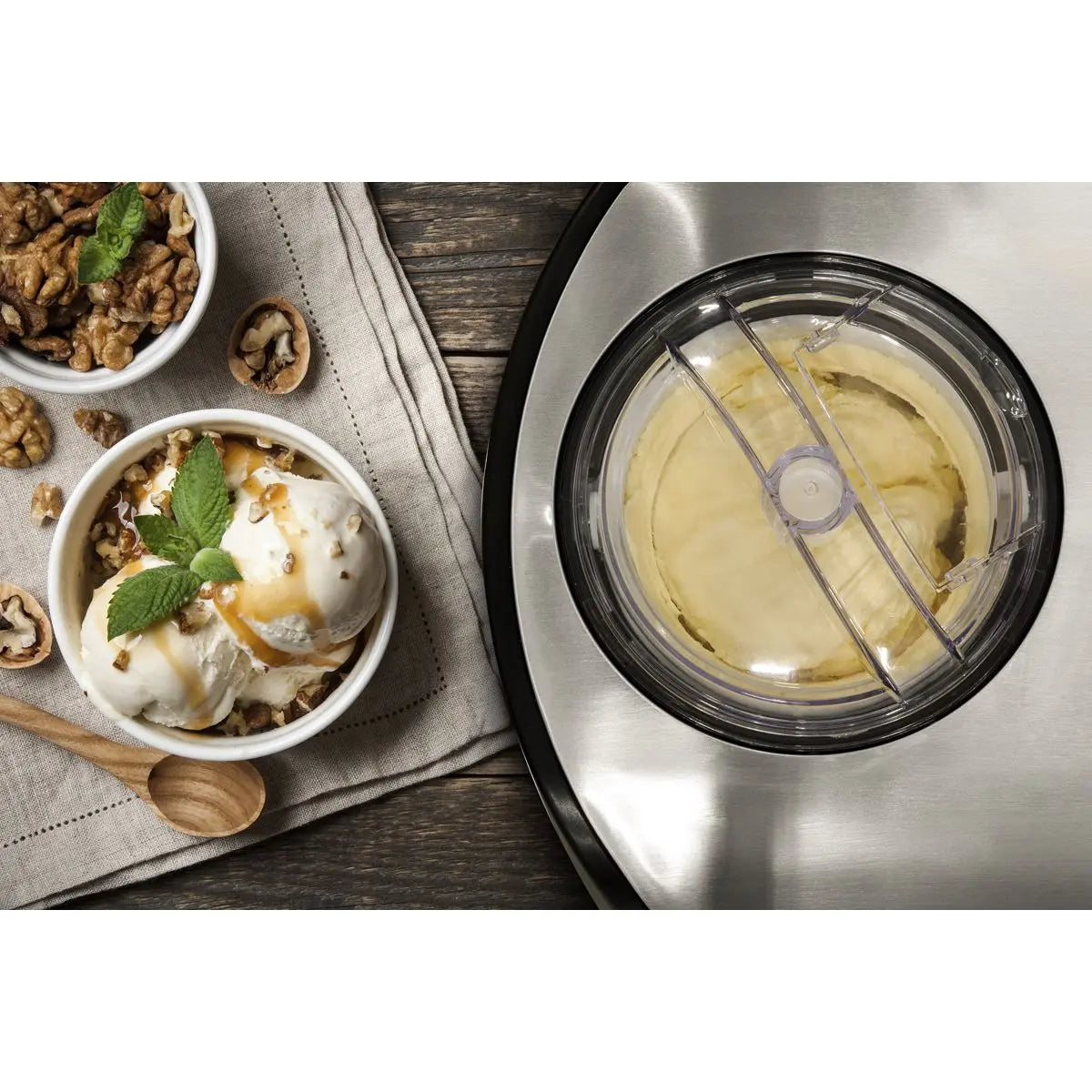 Baridi 1.2L Automatic Churning Ice Cream Machine, Fast Freeze Compressor Cooling  White Rose Tools