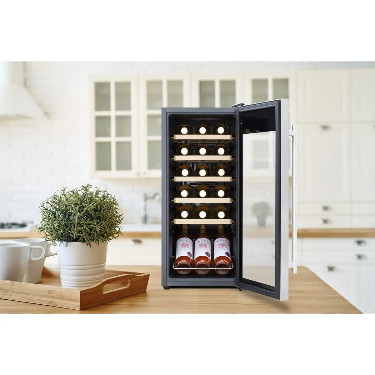 Baridi 18 Bottle Wine Fridge Cooler & Touch Control, LED Light, Stainless Steel  White Rose Tools