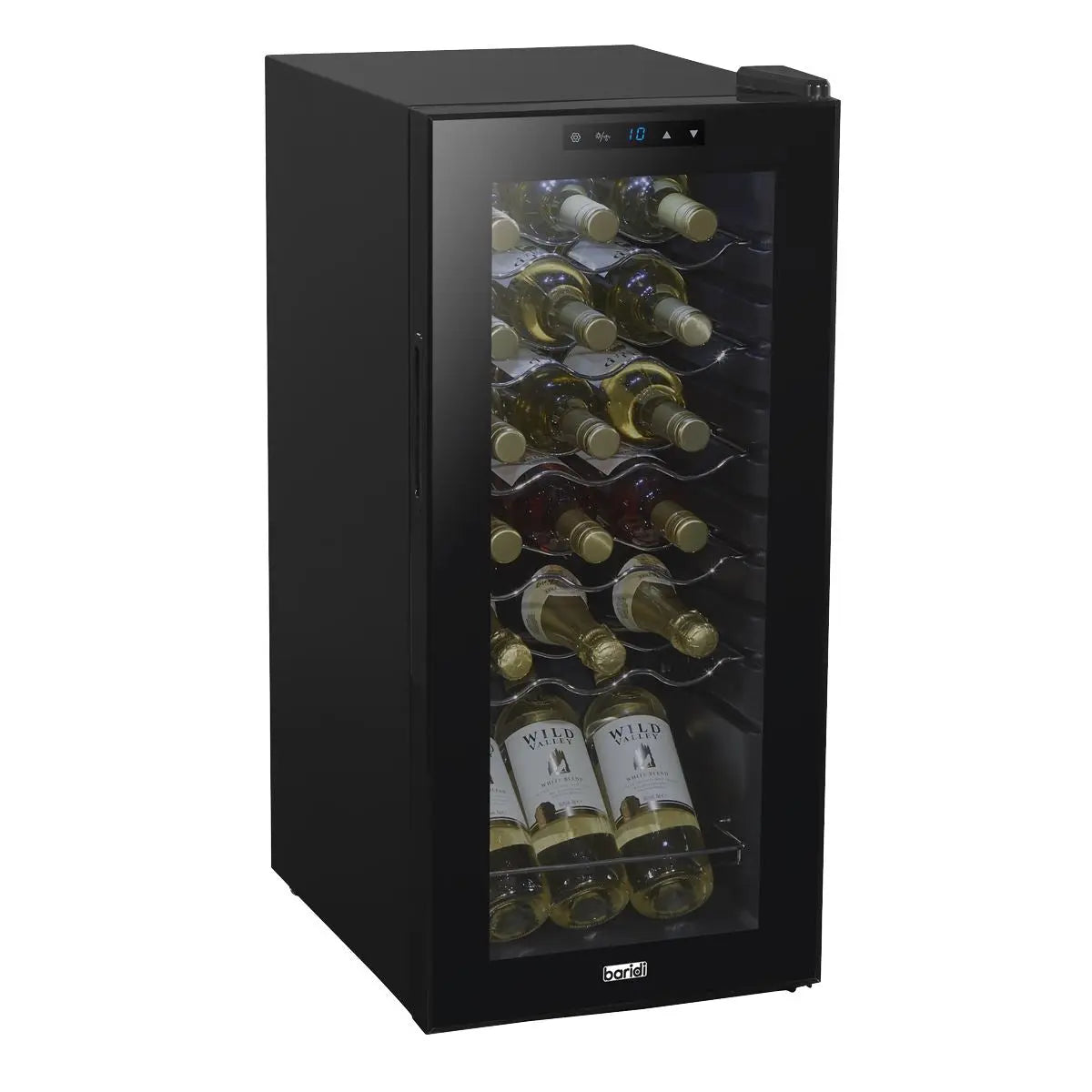 Baridi 18 Bottle Wine Fridge with Digital Touchscreen Controls & LED Light, Black  White Rose Tools