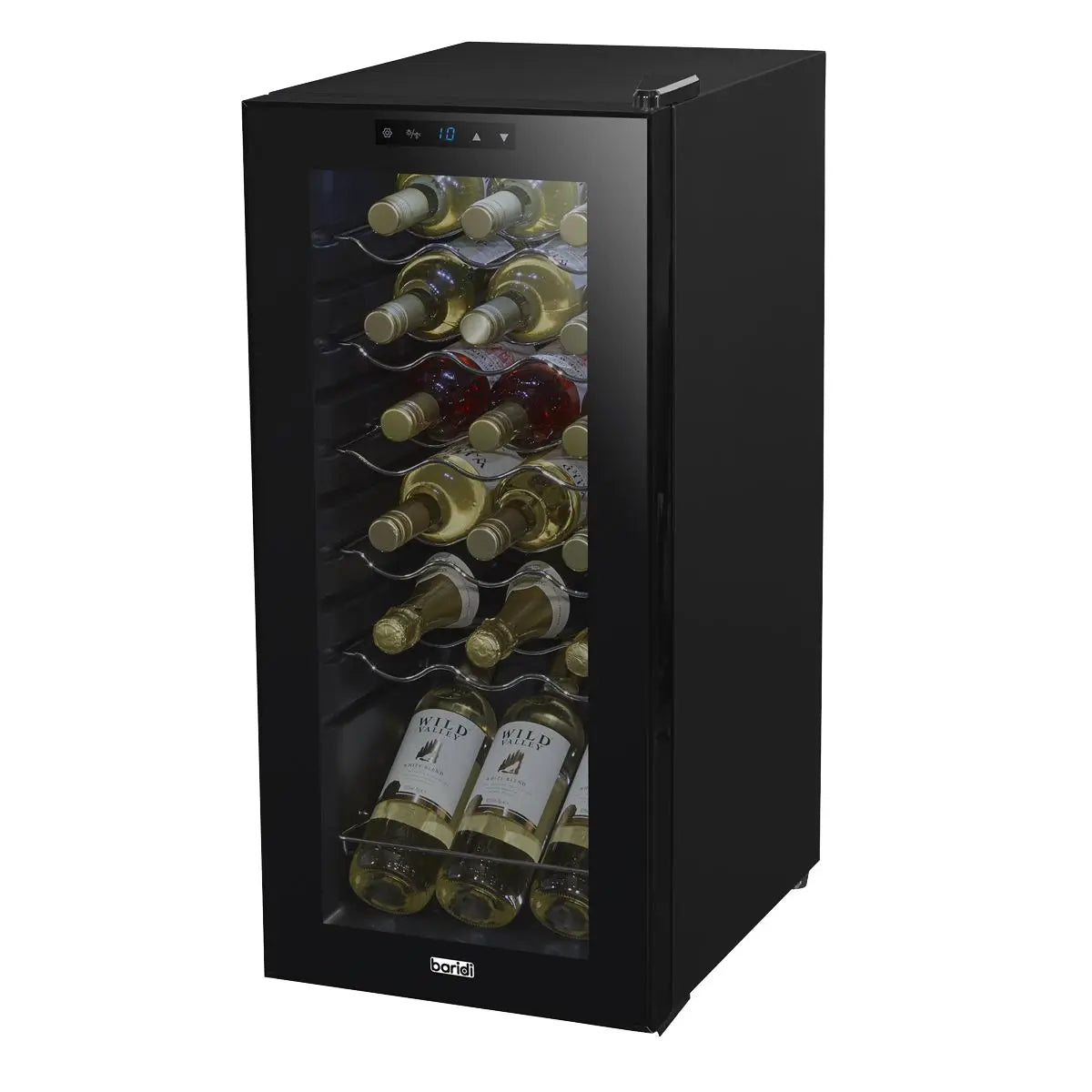 Baridi 18 Bottle Wine Fridge with Digital Touchscreen Controls & LED Light, Black  White Rose Tools