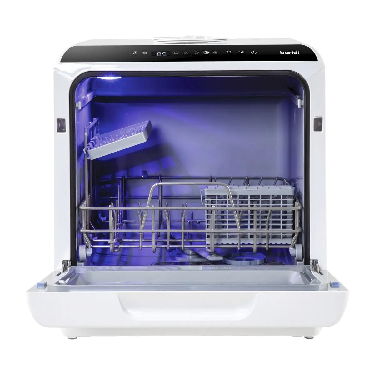 Baridi 2-4 Place Settings Mini Portable Tabletop Dishwasher, 5 Wash Functions  White Rose Tools