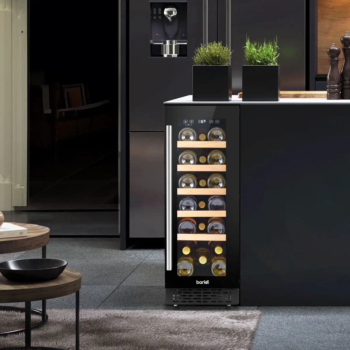 Baridi 20 Bottle Slim 30cm Built-In Wine Cooler, Touchscreen Controls, Black  White Rose Tools