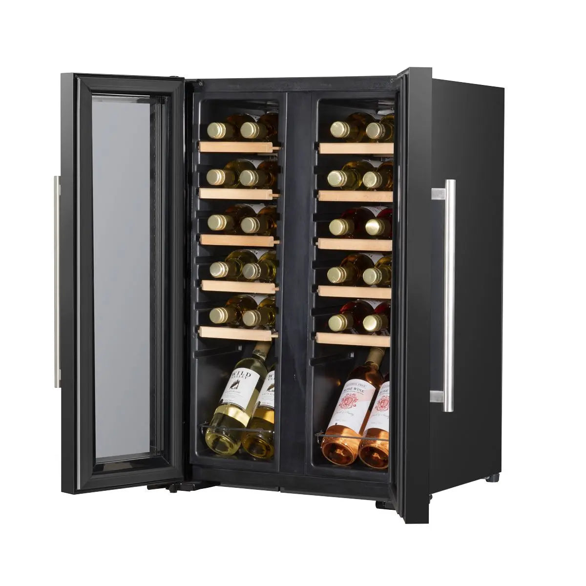 Baridi 24 Bottle Dual Zone Wine Cooler, Fridge, Touch Screen, LED Light Black and Mirror Glass Door  White Rose Tools