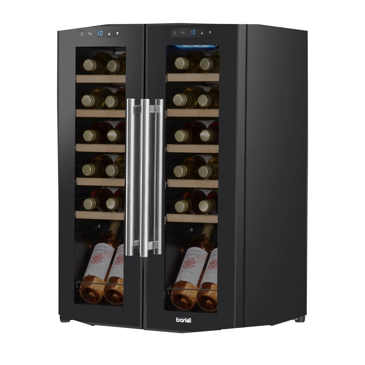 Baridi 24 Bottle Dual Zone Wine Cooler, Fridge, Touch Screen, LED Light Black and Mirror Glass Door  White Rose Tools