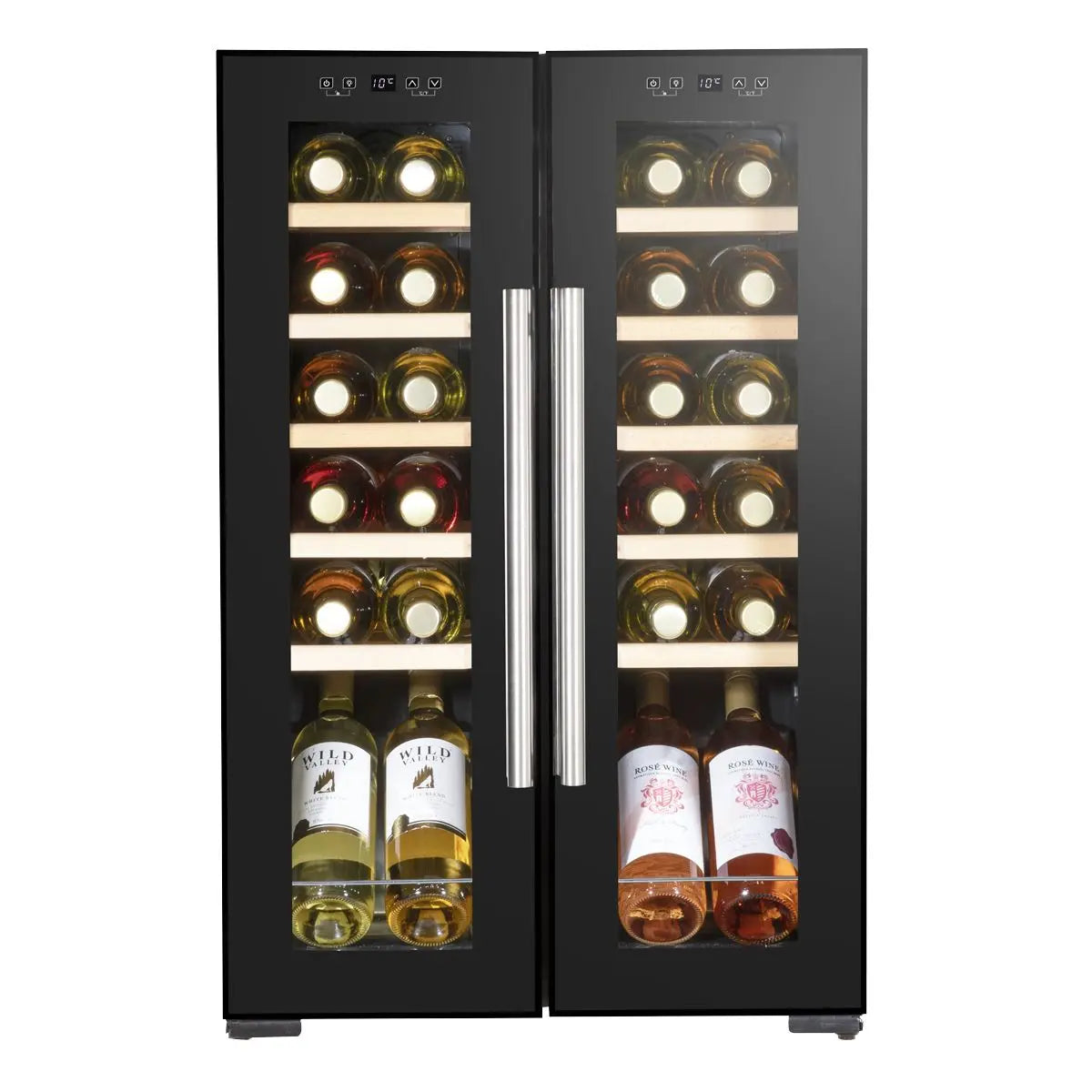Baridi 24 Bottle Dual Zone Wine Cooler, Fridge, Touch Screen, LED Light Black and Mirror Glass Door  White Rose Tools