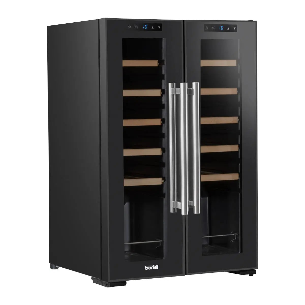 Baridi 24 Bottle Dual Zone Wine Cooler, Fridge, Touch Screen, LED Light Black and Mirror Glass Door  White Rose Tools