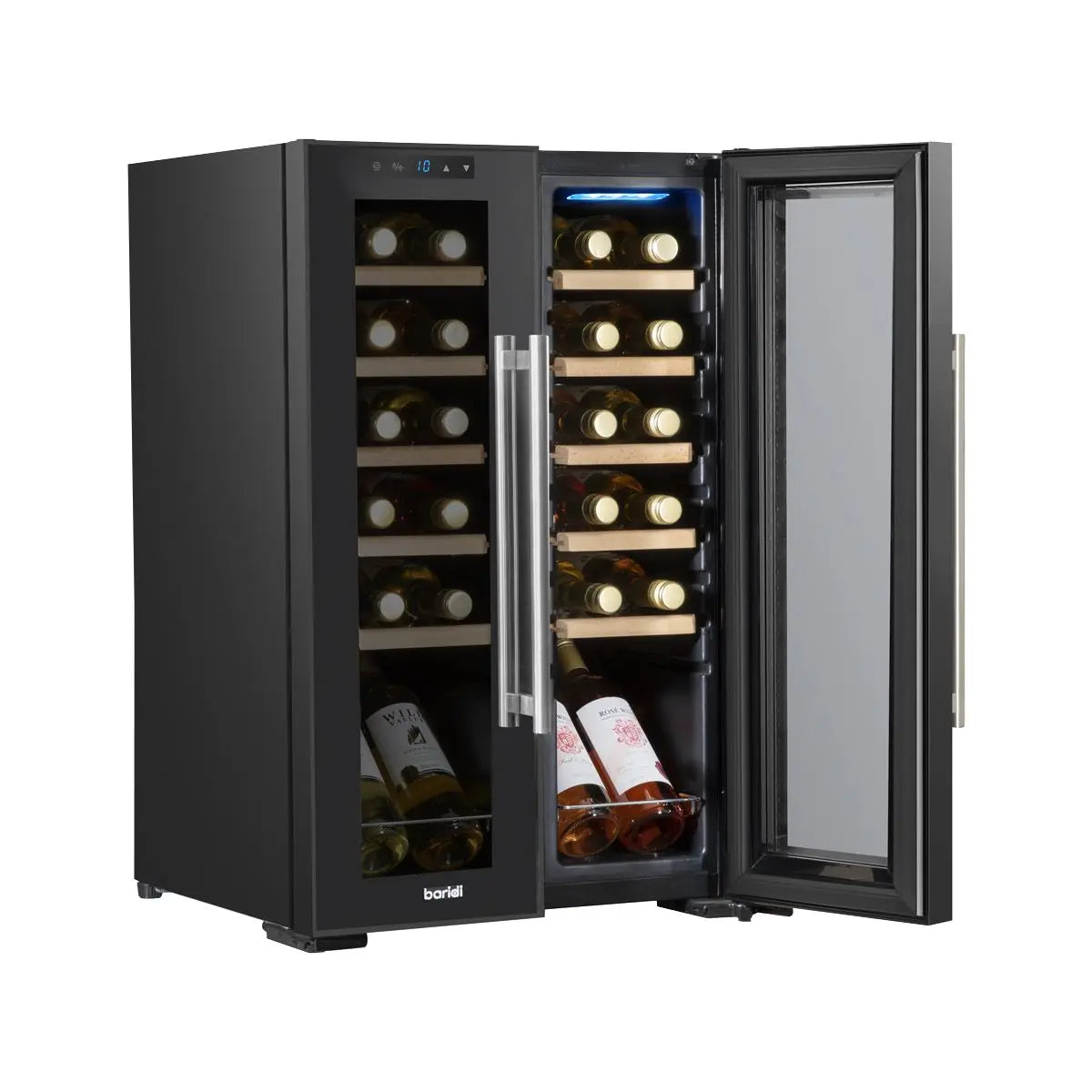 Baridi 24 Bottle Dual Zone Wine Cooler, Fridge, Touch Screen, LED Light Black and Mirror Glass Door  White Rose Tools