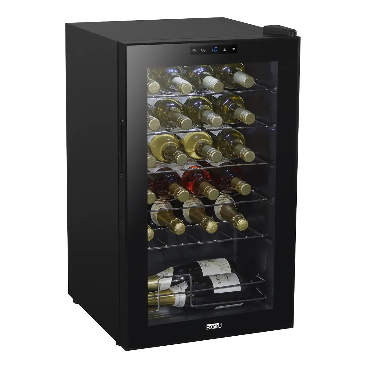 Baridi 24 Bottle Wine Fridge with Digital Touchscreen Controls & LED Light, Black  White Rose Tools
