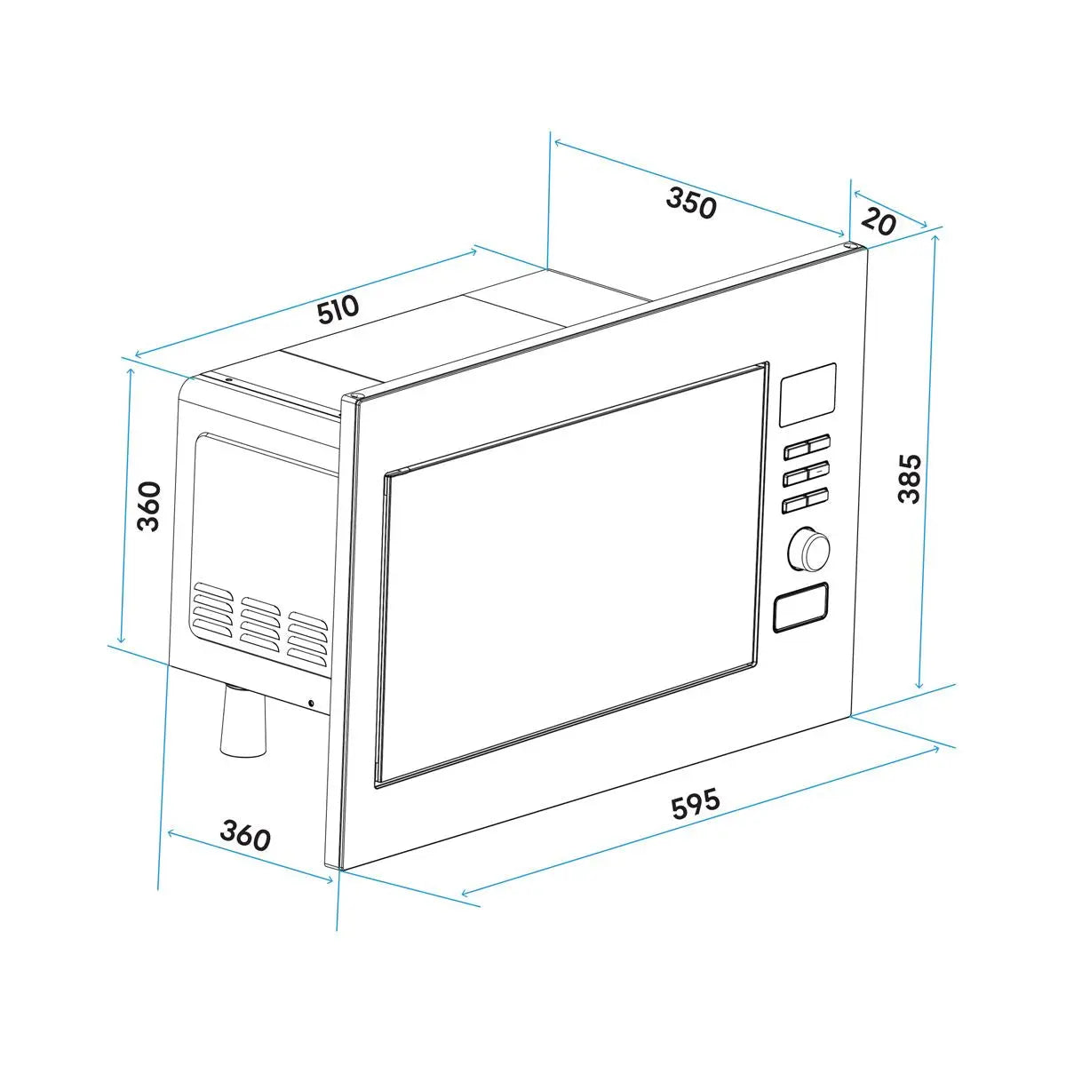 Baridi 25L Integrated Microwave Oven with Grill, 900W, Stainless Steel  White Rose Tools