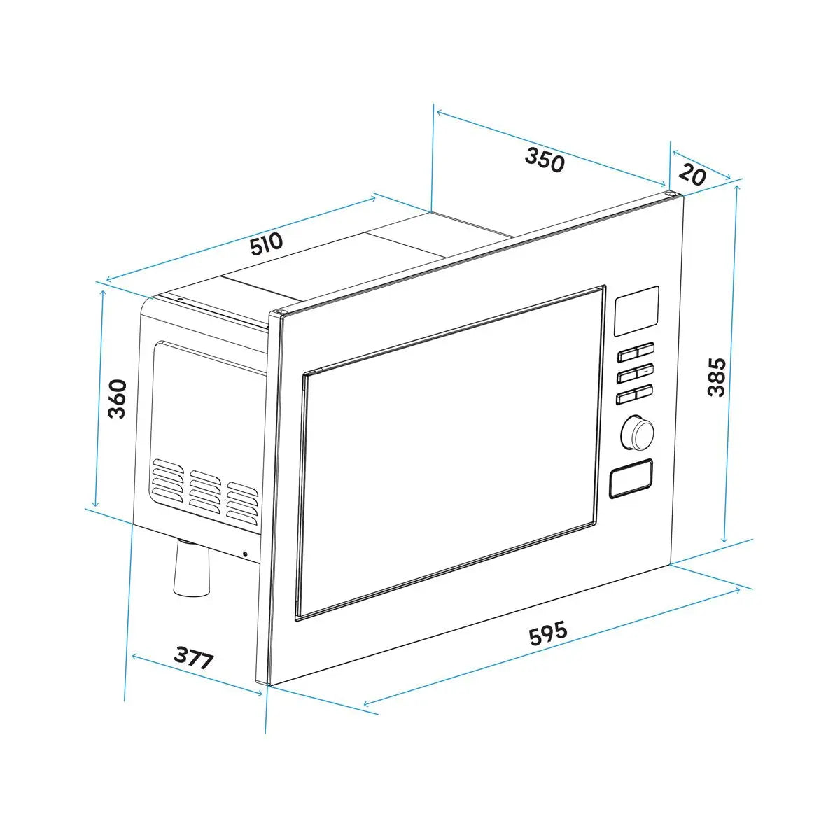Baridi 25L Integrated Microwave Oven with Grill, 900W, Stainless Steel  White Rose Tools