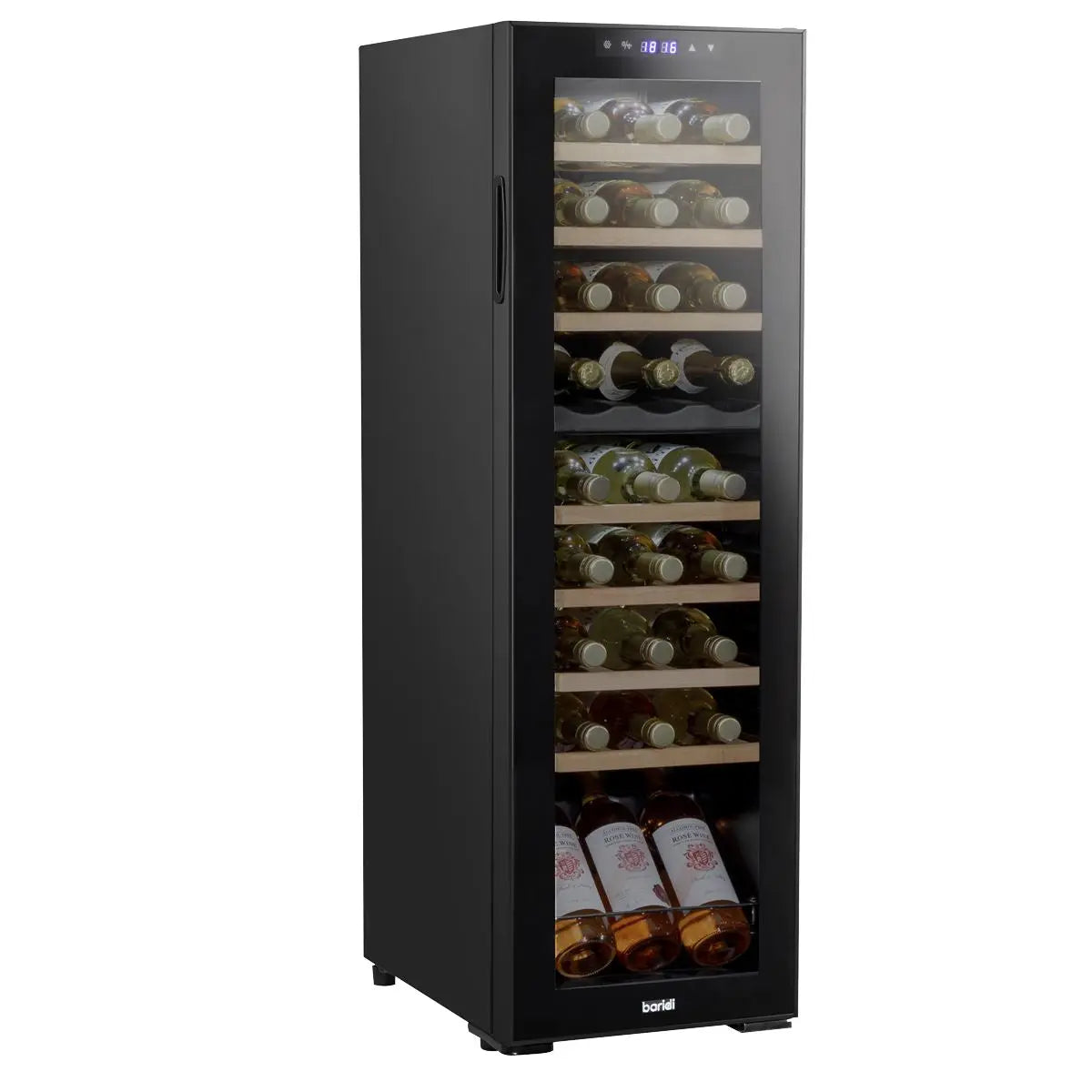 Baridi 27 Bottle Dual Zone Wine Cooler, Fridge with Digital Touchscreen Controls, Wooden Shelves & LED Light, Black  White Rose Tools