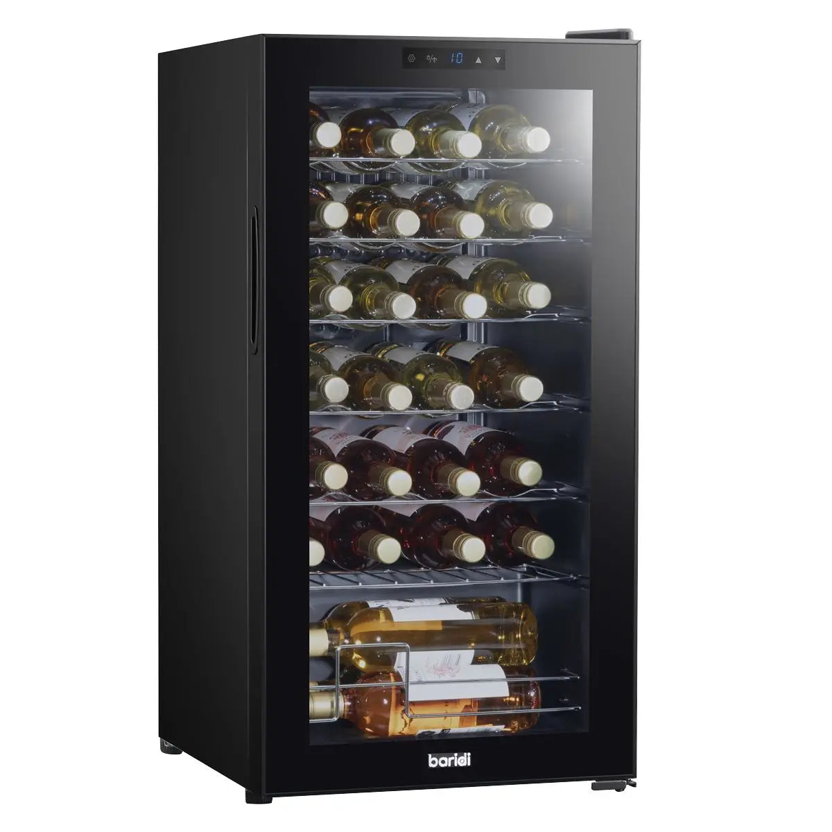 Baridi 28 Bottle Wine Fridge with Digital Touchscreen Controls & LED Light, Black  White Rose Tools