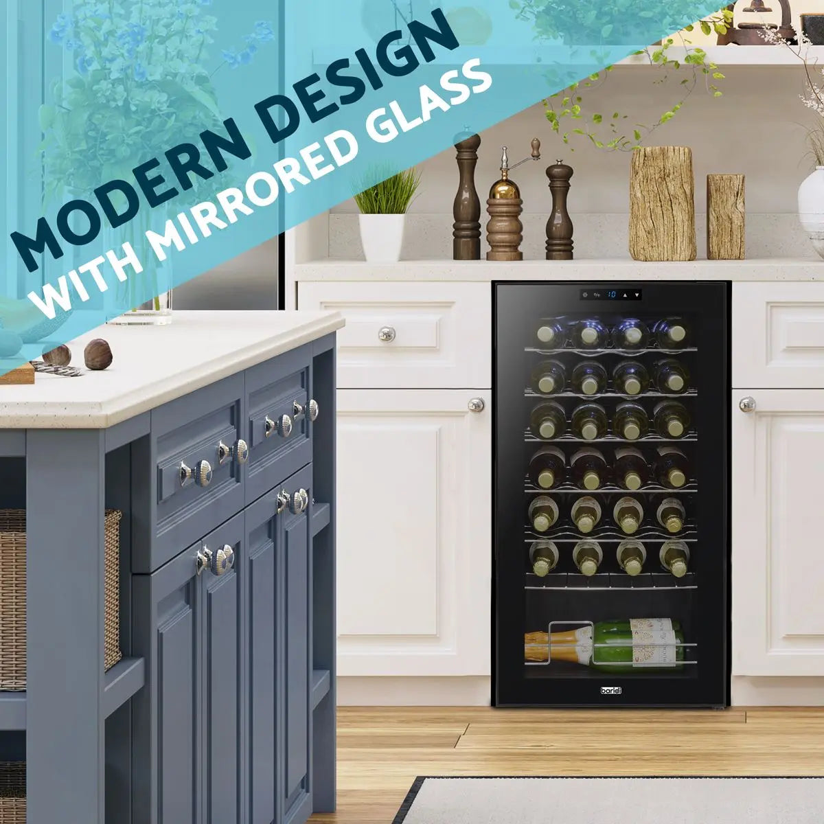 Baridi 28 Bottle Wine Fridge with Digital Touchscreen Controls & LED Light, Black  White Rose Tools