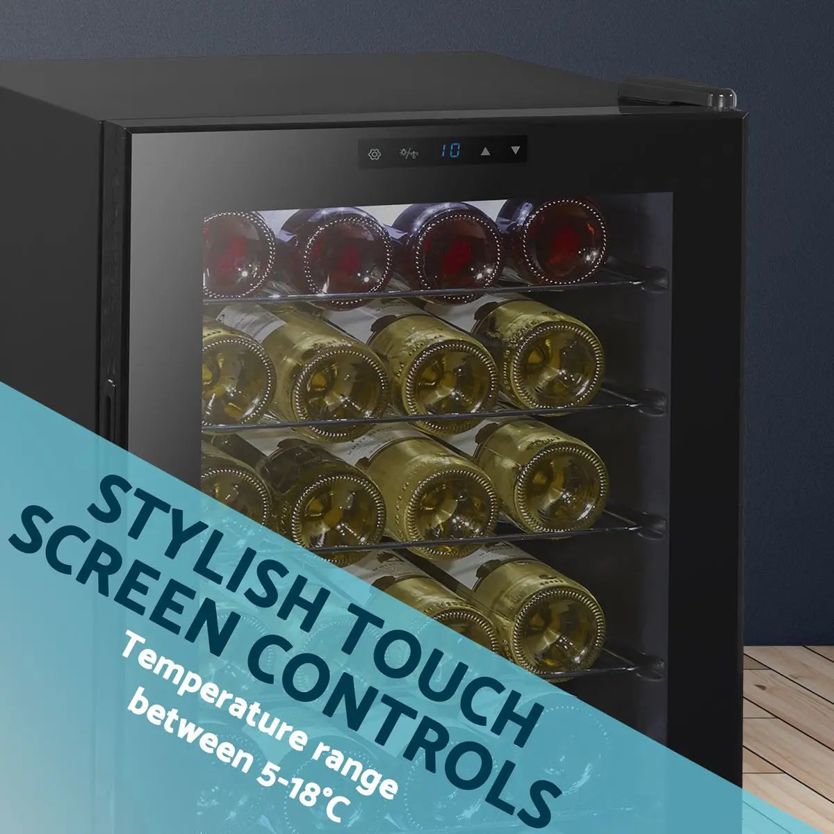 Baridi 28 Bottle Wine Fridge with Digital Touchscreen Controls & LED Light, Black  White Rose Tools