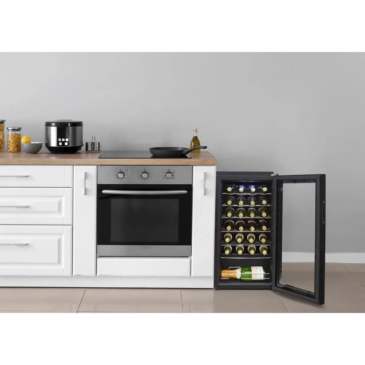 Baridi 28 Bottle Wine Fridge with Digital Touchscreen Controls & LED Light, Black  White Rose Tools