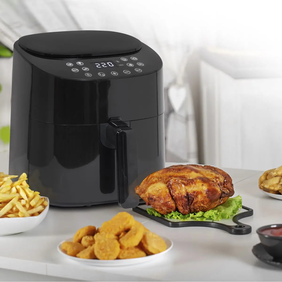 Baridi 3.5L Low Fat Air Fryer with Digital Rapid Air Oil Free Circulation System, 1300W, 8 Presets  White Rose Tools