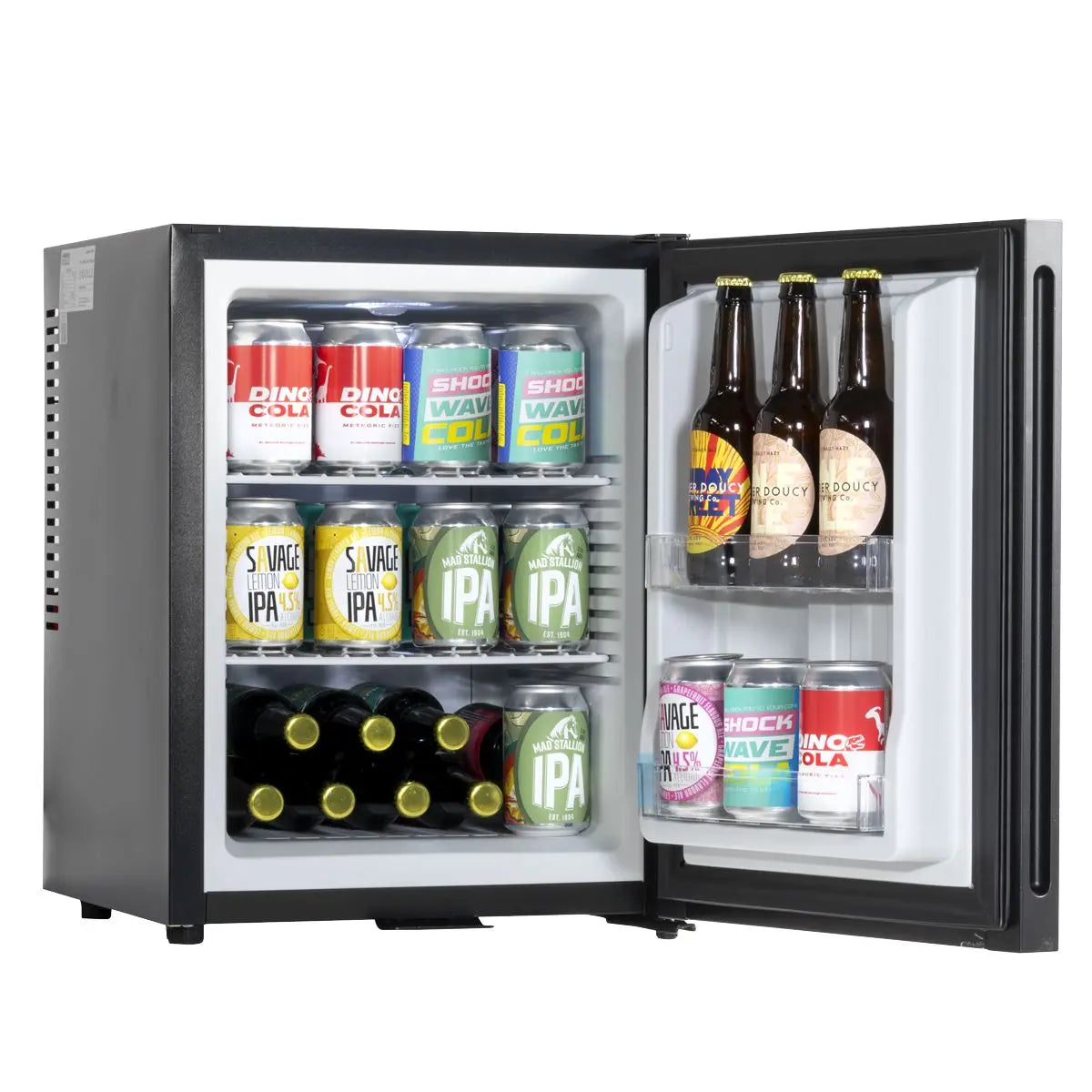 Baridi 35L Ultra Quiet Drinks & Wine Mini Cooler Fridge with LED Light, Black  White Rose Tools