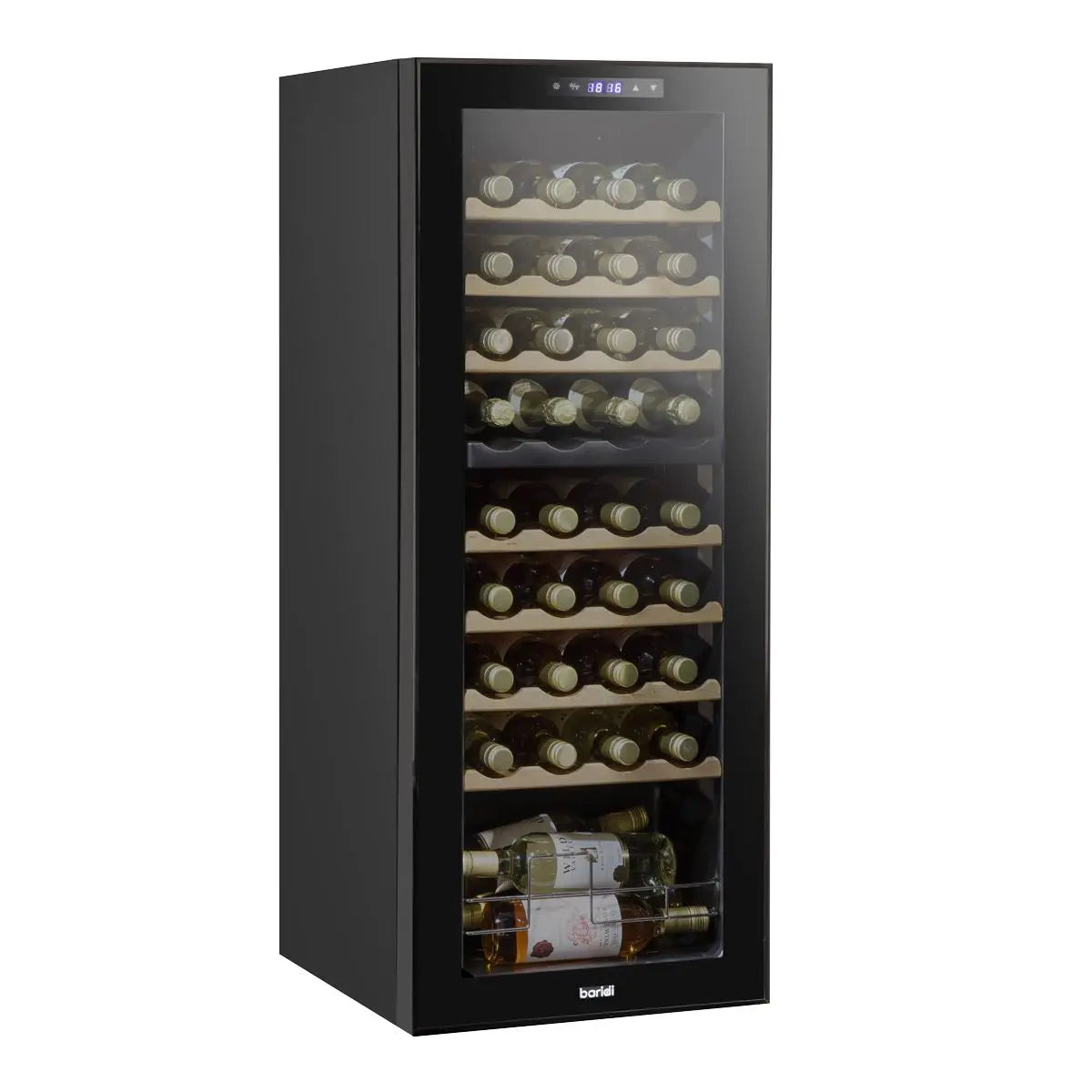 Baridi 36 Bottle Dual Zone Wine Cooler, Fridge with Digital Touchscreen Controls, Wooden Shelves & LED Light, Black  White Rose Tools