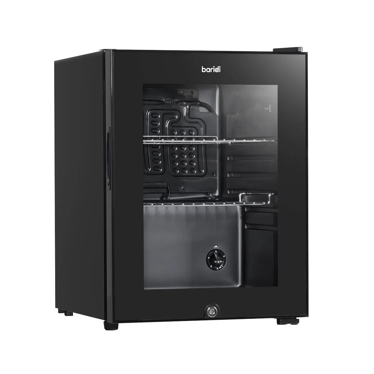 Baridi 40L Drinks Mini Fridge with LED Light, Black and Glass Door  White Rose Tools