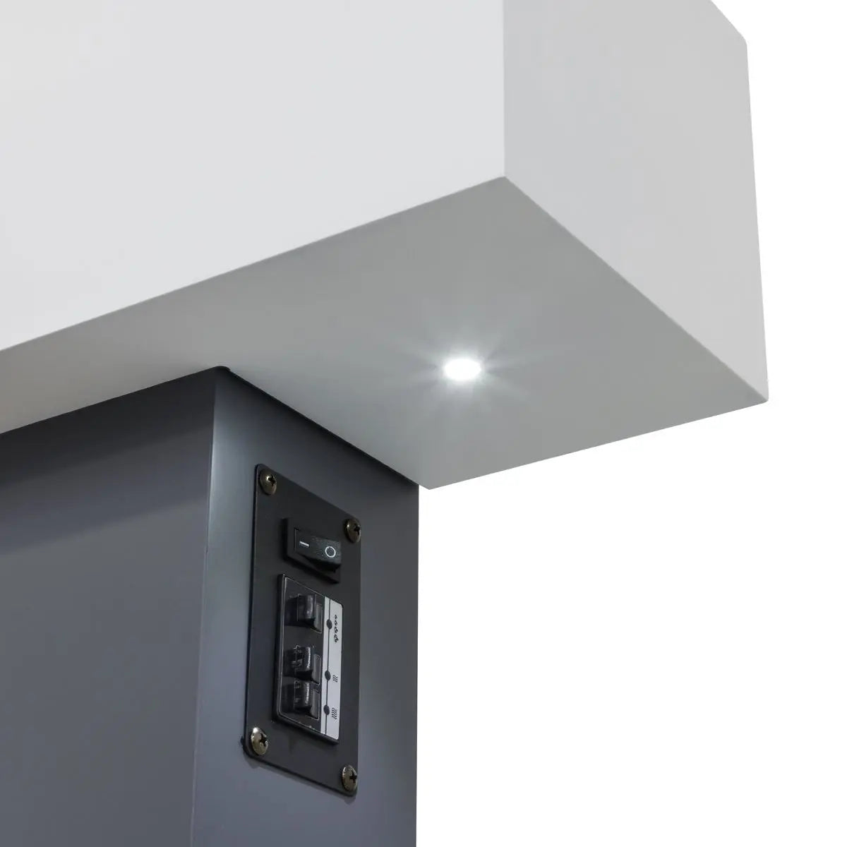 Baridi 46” Wall Mounting 1000W/2000W Electric Fireplace with LED Flame Effects, Side Glass Decoration and Pebble Accessories, Grey  White Rose Tools
