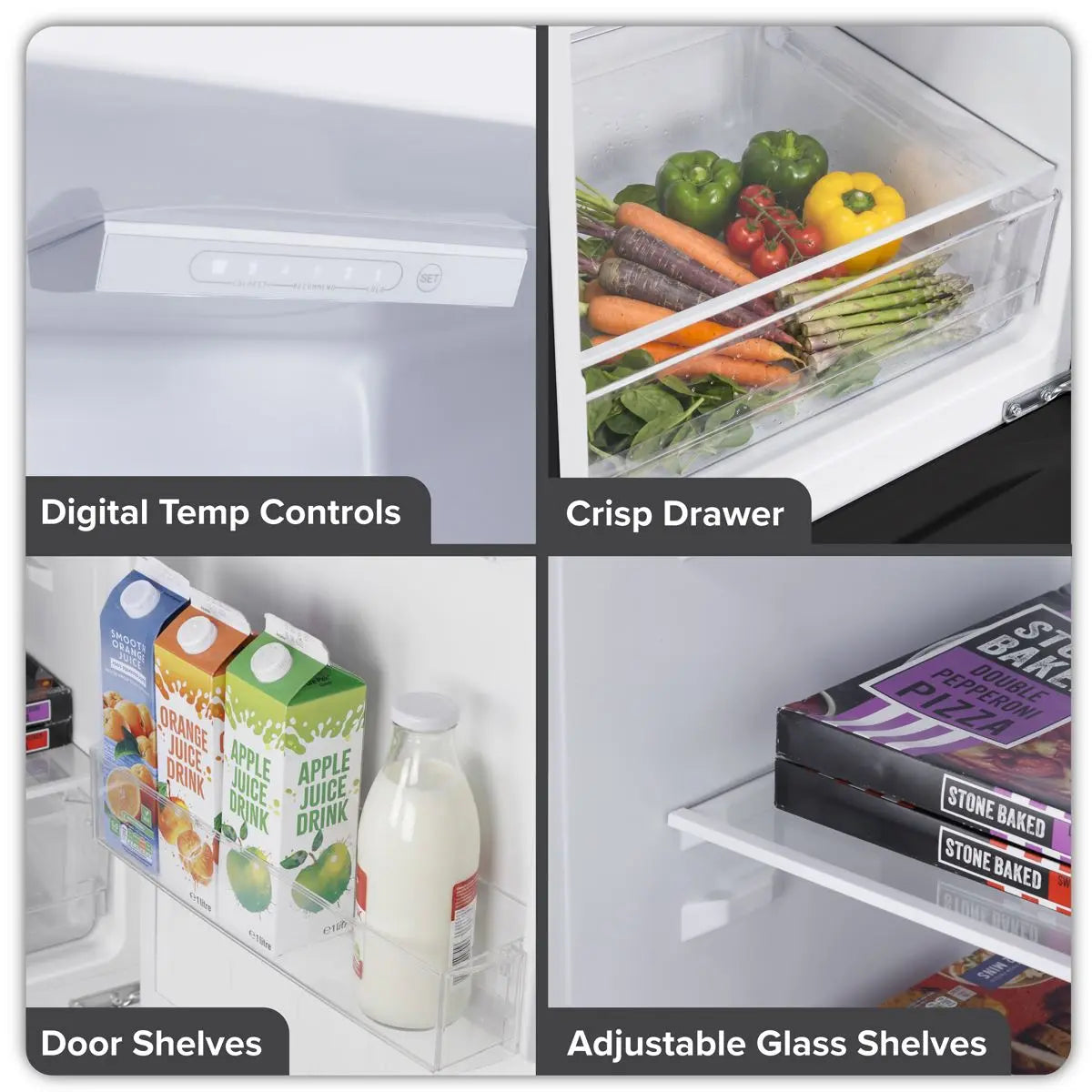 Baridi 50/50 Smart Frost Fridge Freezer 254L Capacity – Black  White Rose Tools
